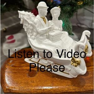LENOX 1993 Musical Sleigh…Plays O Christmas Tree…A Young Couple in a Sleigh.
